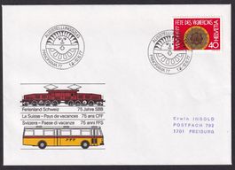 Eisenbahn Sonderbrief S. 898 75 Jahre SBB Ausstell.-Zug 1977