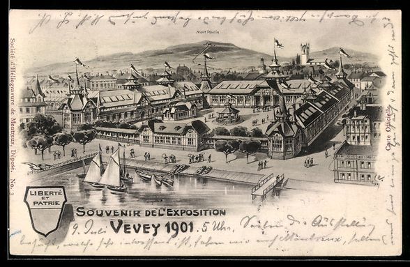 Ansichtskarten: Litho Vevey, Exposition 1901, Mont Péle – Gebraucht aus Berlin von bartko-reher