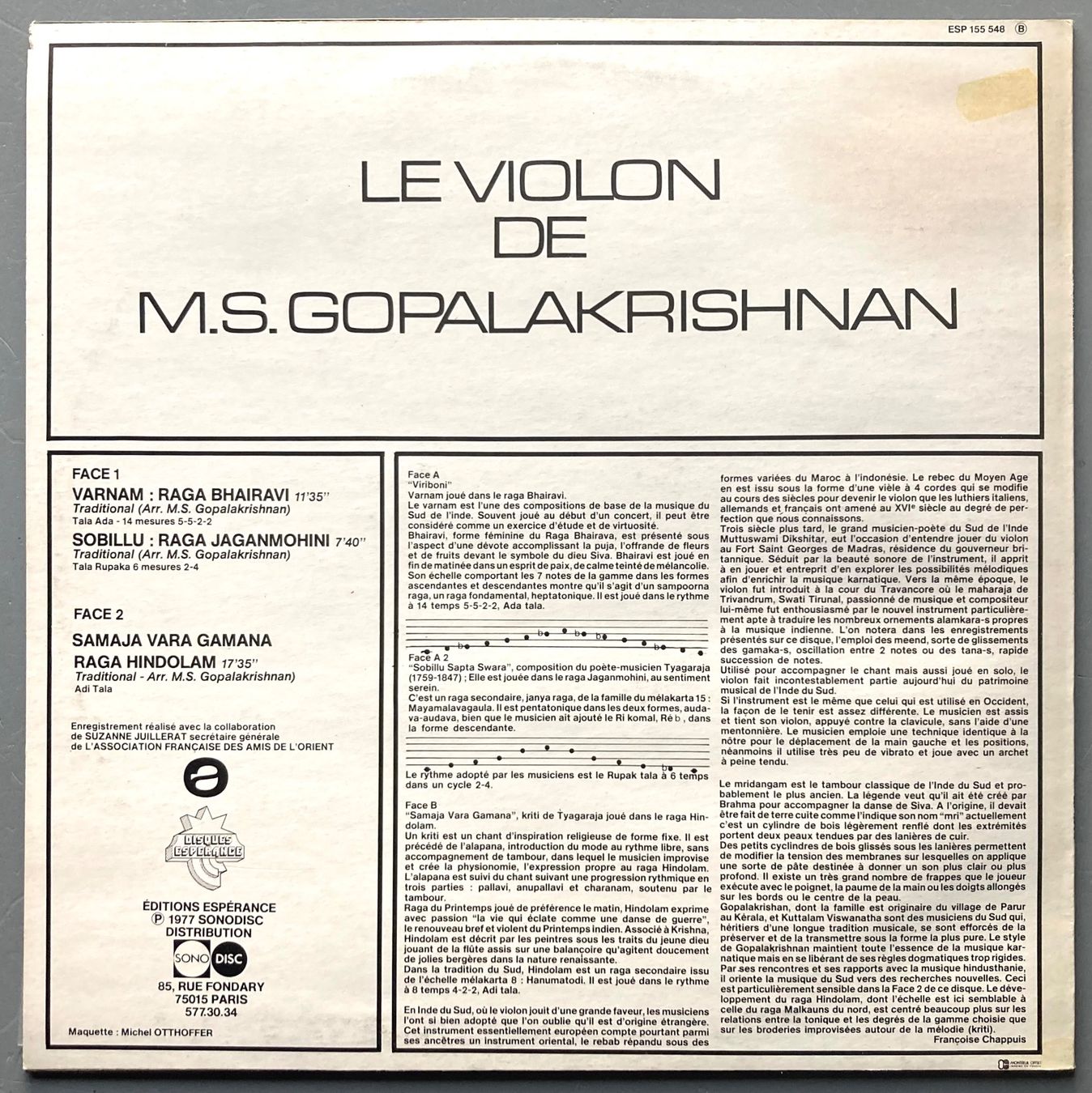 Dischi in vinile: M. S. GOPALAKRISHNAN - LE VIOLON DE M. S. GOPALAKRISHNAN – Usato da Poliez-Pittet venduto da Newtown-Records 1