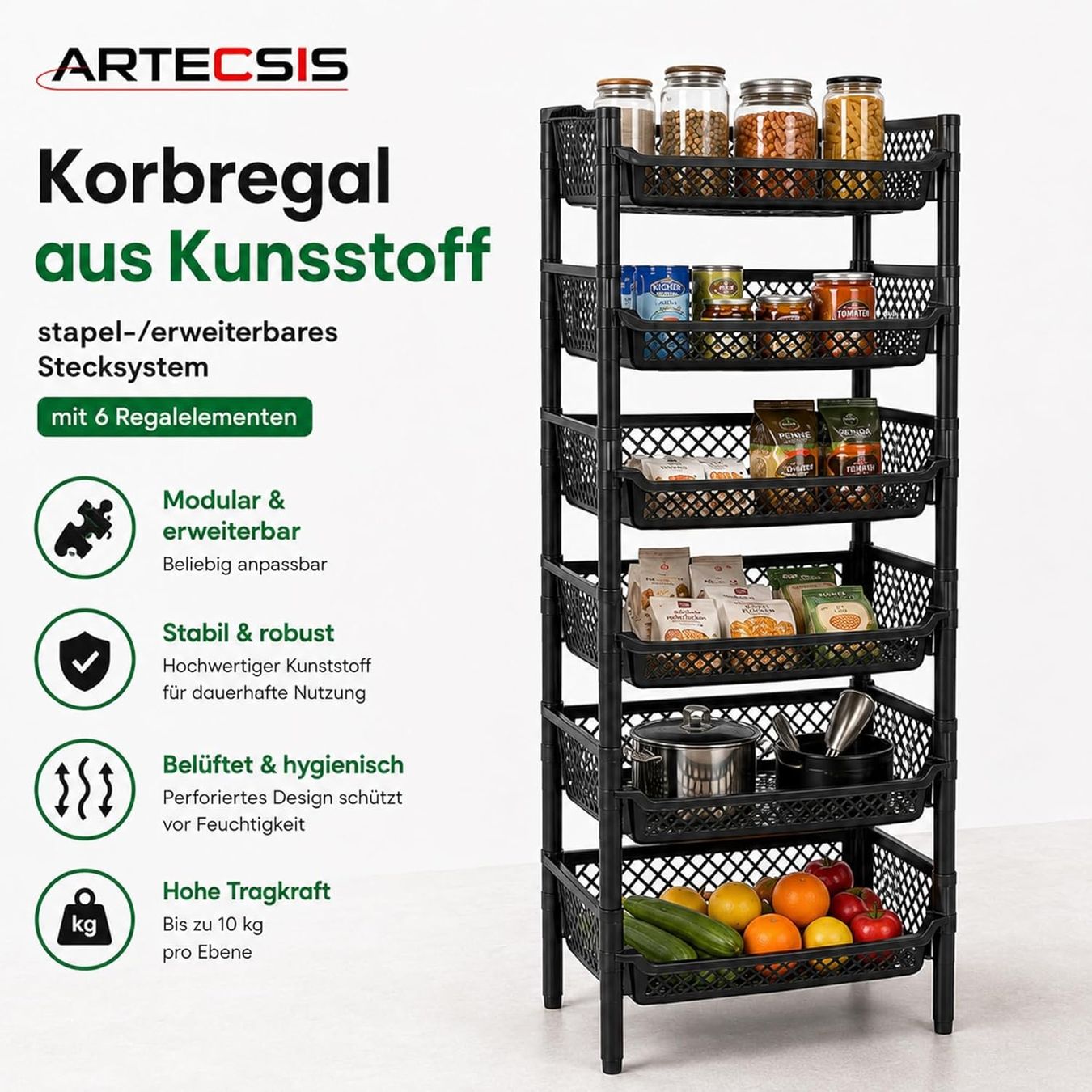Regale: Korbregal Kunststoff Stapelbar 6 Elemente Schwarz – Neu und originalverpackt aus St. Gallen von sch_zsz7 2