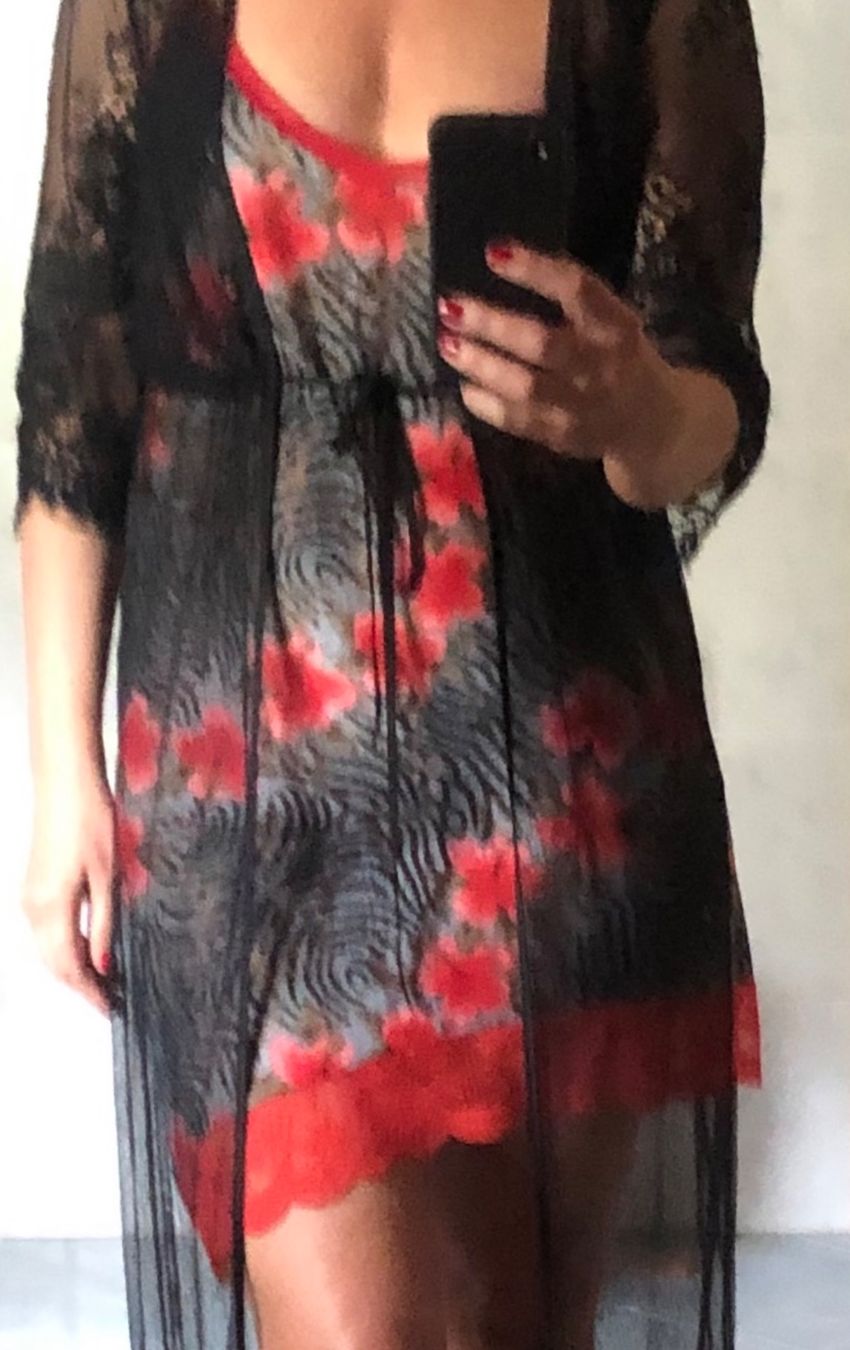 Negligees & Pigiami: Trasparente Abito da notte- printe zebra, decorato bel pizzo – Nuovo (secondo la descrizione) da Gordevio venduto da LanaZimm