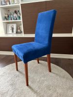 3 bequeme Stühle mit blauem Alcantara Bezug