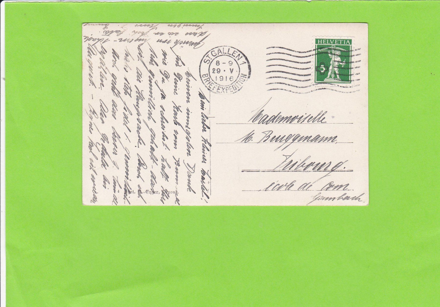 Cartoline postali: Skiläufer, ab St. Gallen 1916 – Usato da St. Peterzell venduto da neckertal 1
