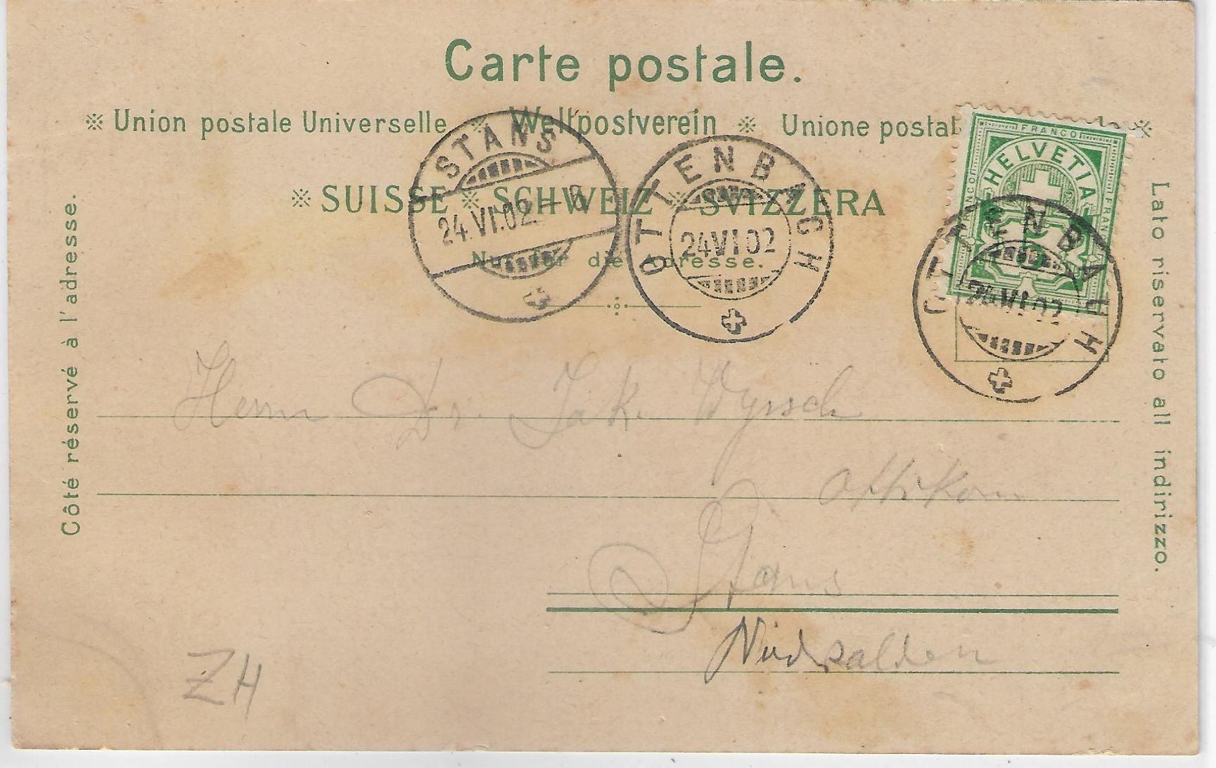Cartoline postali: Gruss aus Ottenbach ZH - Litho 1902 – Usato da Ettingen venduto da Kartenplanet 1