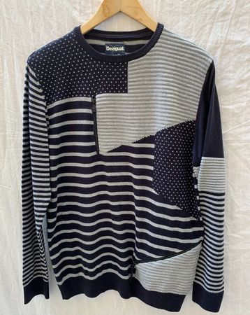 Superbe pull homme tricot maille DESIGUAL 57%coton t.M