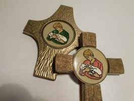 Kreuz für Kinderzimmer 2 x Wandkreuz  14 x 13 cm 17 x 14 cm