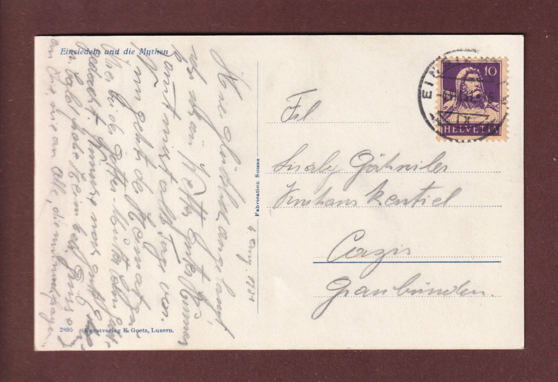 Cartoline postali: EINSIEDELN - Mythen – Usato da Pully venduto da nicecards 1