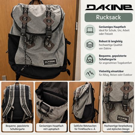 Rucksack Dakine grau mit Laptopfach gebrauchter Zustand
