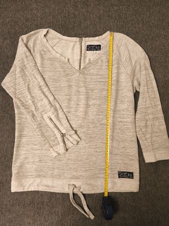 Superdry, pull femme, taille L, gris clair, coton doux
