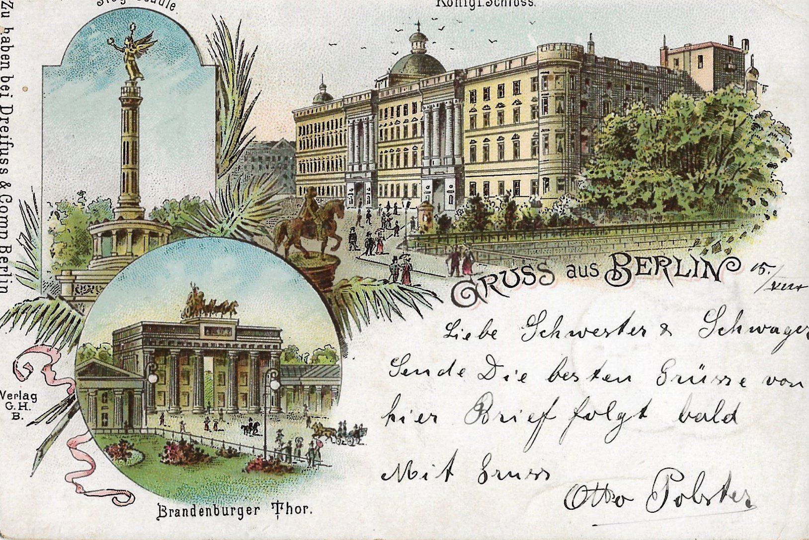 Cartoline postali: Gruss aus Berlin, Litho, 1899 – Usato da Frauenfeld venduto da Merk52