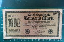 currency reichsbanknote 1000 Mark 1922