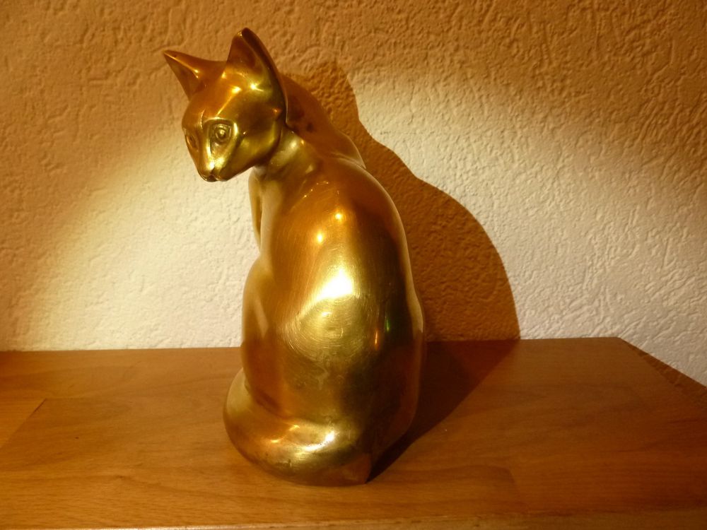 katze-tier-figur-in-messing-25-cm-skulptur-handgefertigt-gebraucht-in