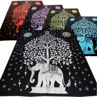 Tagesdecke Elefant Tree Baumwolle 210x240cm Dekotuch Schwarz
