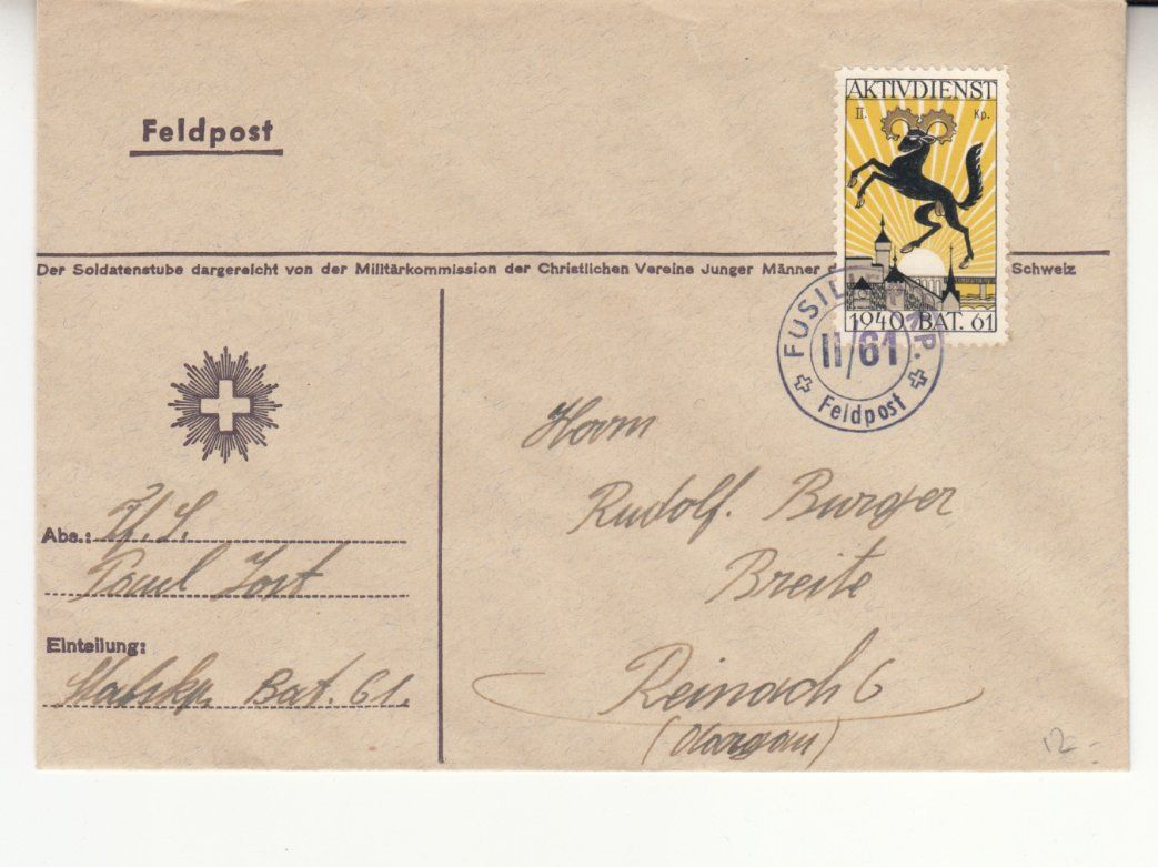 Tutti i francobolli: Infanterie Wi 400 auf Brief – Usato da Bürglen TG venduto da StampGraf