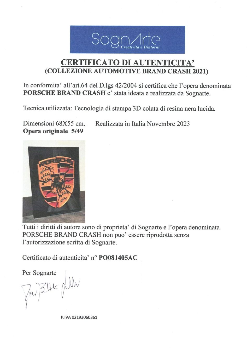 Dipinti: PORSCHE CRASH 3D print artwork - Ltd.05/49, with Certificate – Nuovo e nell'imballaggio originale da Le Mont-sur-Lausanne venduto da luxurylover 7