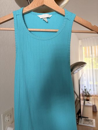 H&M Damen Kleid gerippt türkis Grösse M neuwertig
