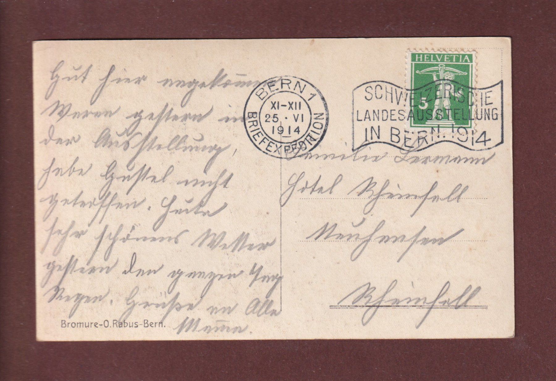 Cartoline postali: BERN - Untere Stadt - 1914 – Usato da Pully venduto da nicecards 1