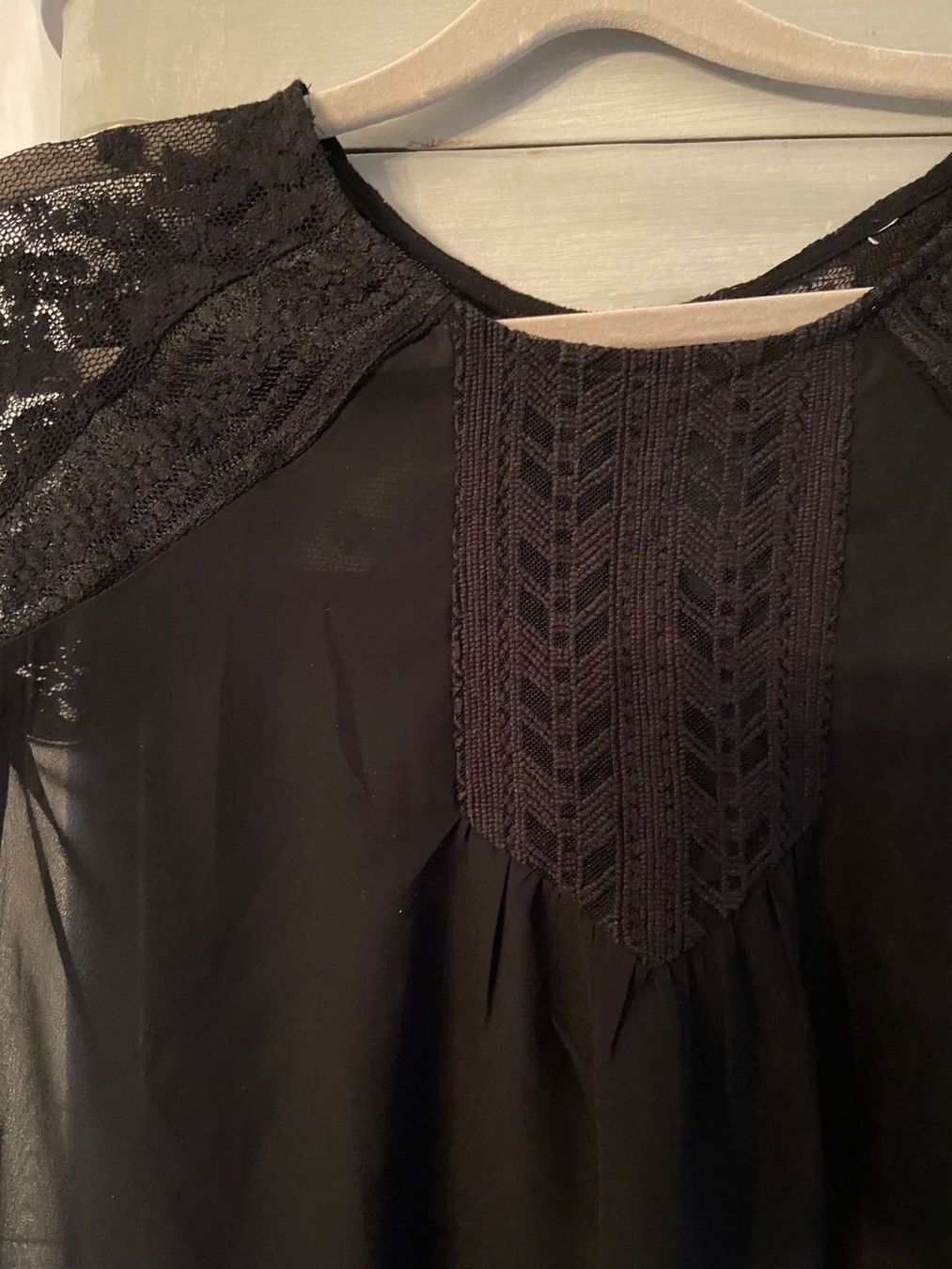 Tuniche: Schöne Boho  Tunika mit Spitze transparent M schwarz – Usato da Luzern venduto da waterfront1 1