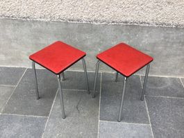 Gebrauchte 70 er Jahre Küchenhocker mit Metallgestell