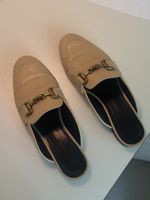 Beige Leather Loafers Mules Size 37