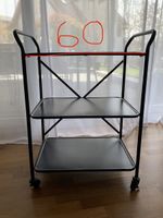 Vintage Servierwagen (schwarz) mit 3 Ablagen
