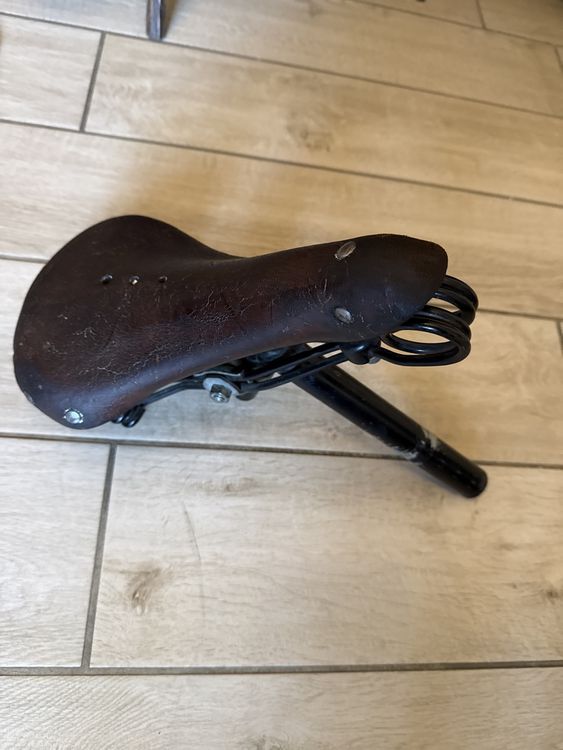 Selle Vélo Vintage Troxel – Blanche à Ressorts – Avec Tige De Selle – Fabriquée Aux USA