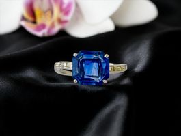 Vintage, Saphir - Diamant - Ring, ca. 2.20 ct unerhitzt