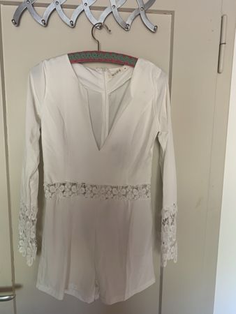 Jumpsuit Damen Weiss Grösse M Spitze lange Ärmel