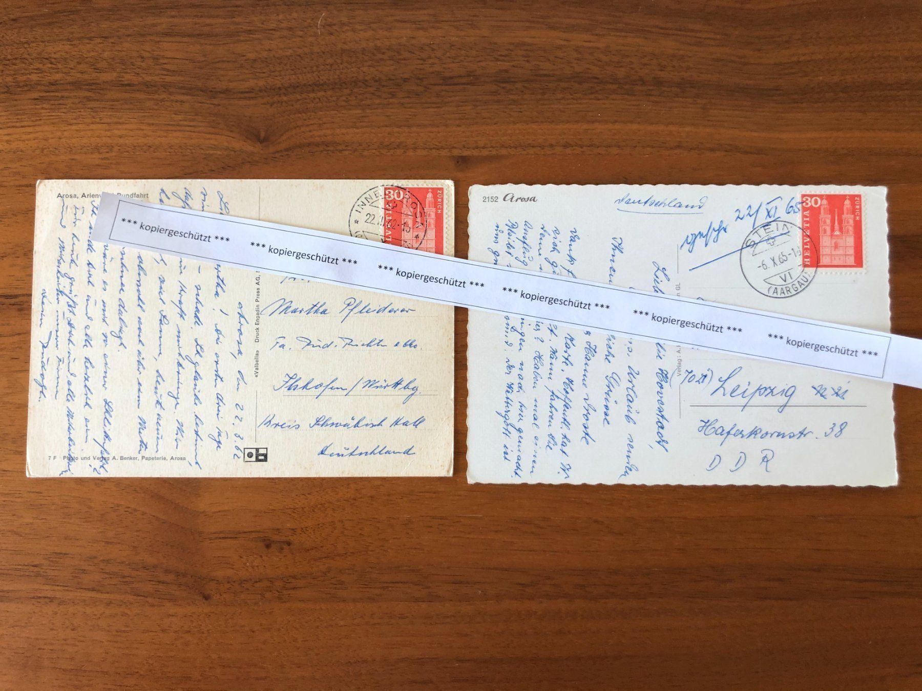 Cartoline postali: Arosa Schlitten 1962 / See 1965 AK – Usato da Hefenhofen venduto da Bierinder 1