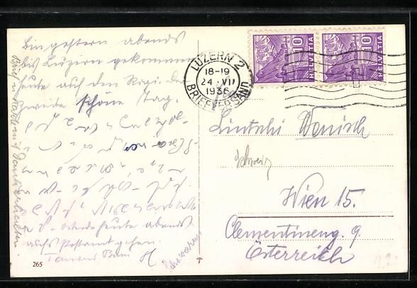 Cartoline postali: AK Rigi-Staffel, Panorama mit Kulm, 1936 – Usato da Berlin venduto da bartko-reher 1