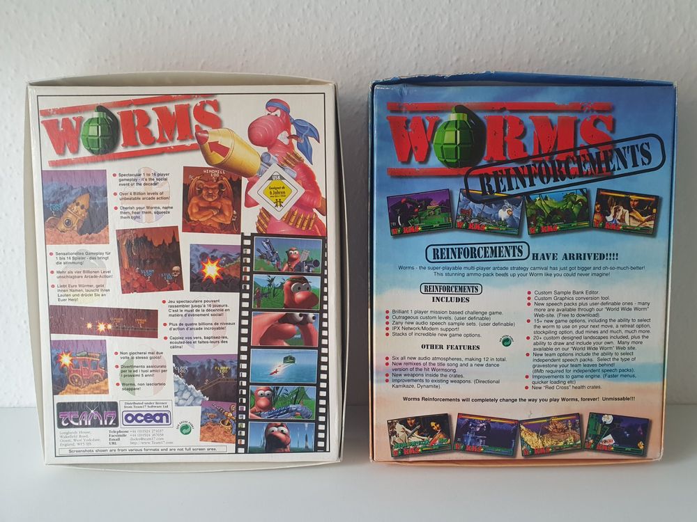 PC Game Worms 1995 + Reinforcements 1996 Big Box DE/FR/EN/IT (Gebraucht ...