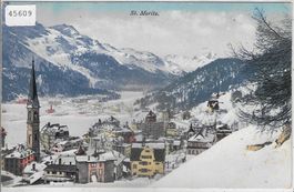 St. Moritz im Winter - Litho
