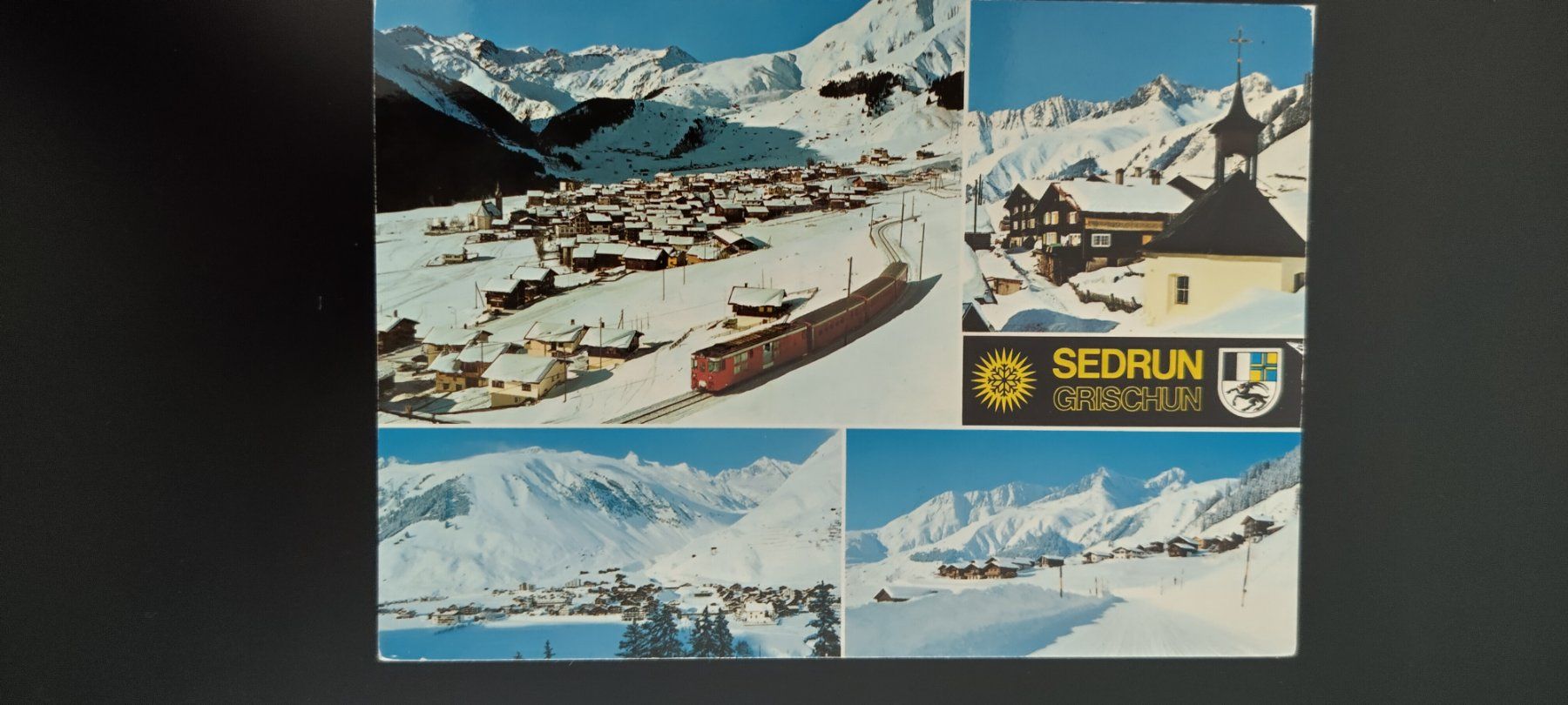 Cartoline postali: Sedrun, Bahn, Winterliche AK mit Bergpanorama dat.1980 – Usato da Ohmstal venduto da Lebensfreude05