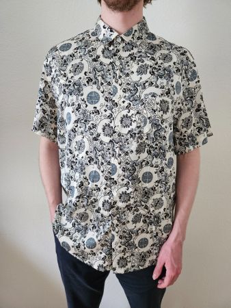Vintage Seidenhemd mit Drachen | asiatisch | Gr. XL