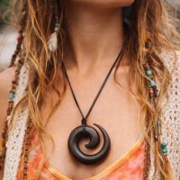 Holz- Spirale Anhänger- verstellbare Schnur Kette Halskette