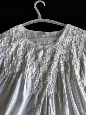weisse, verspielte baumwollbluse, gr. xl