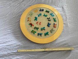 Drehteller, Käseplatte Holzteller handbemalt, drehbar, 38 cm