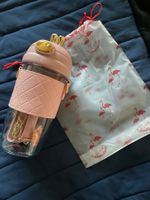 Trinkflasche mit Strohhalm. pink. **NEU**