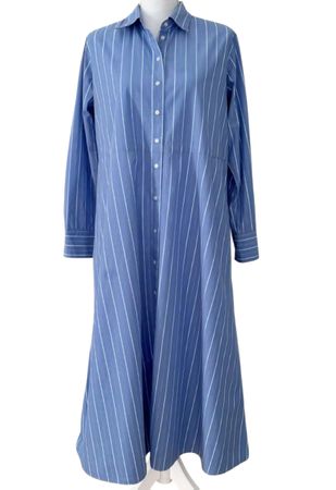 Maxihemdkleid in blau, 100% Baumwolle von UNIQLO Gr.S