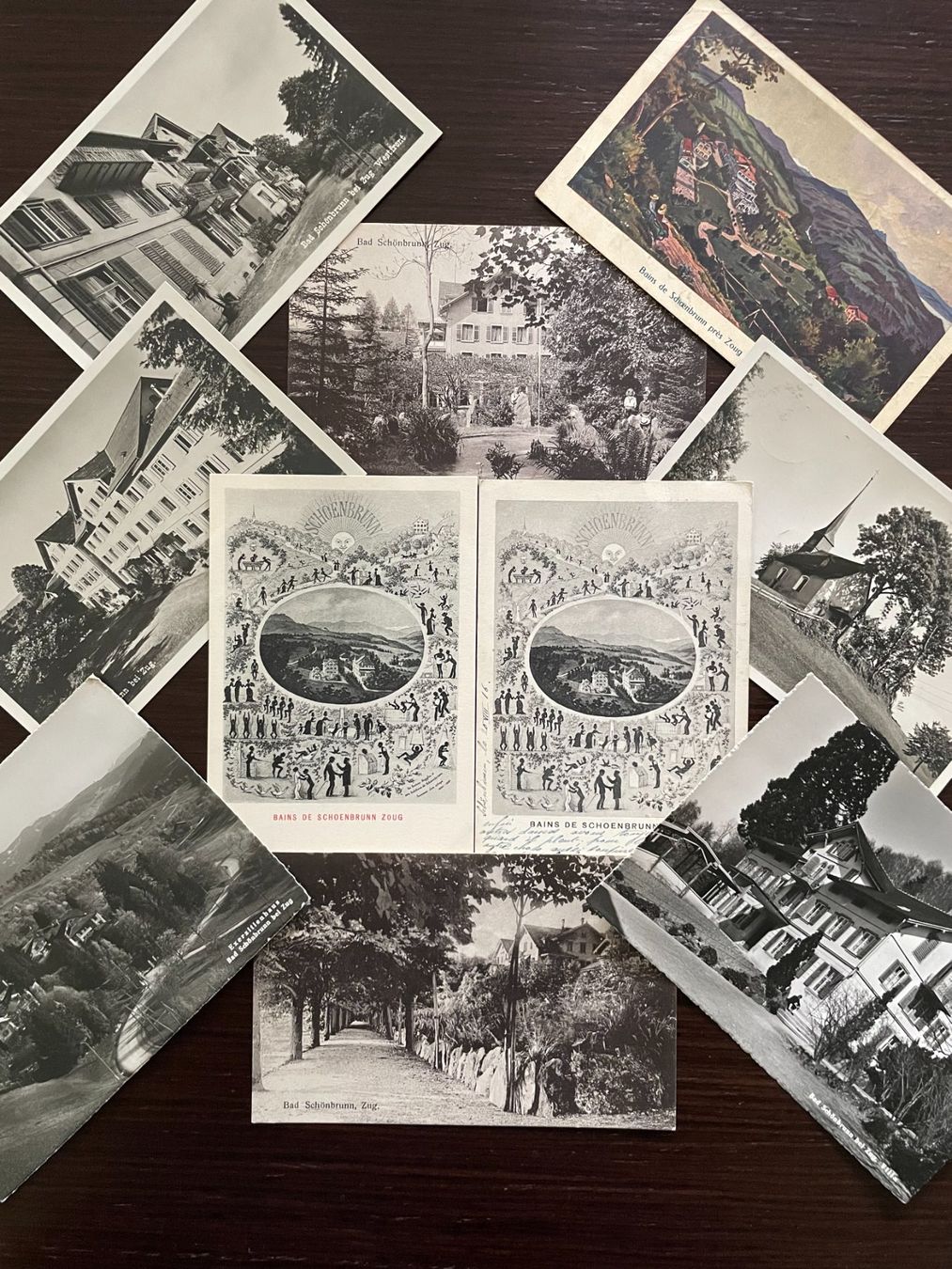 Cartoline postali: ZUG Bad Schönbrunn, 10 Ansichtskarten – Usato da Wald ZH venduto da TLILEF