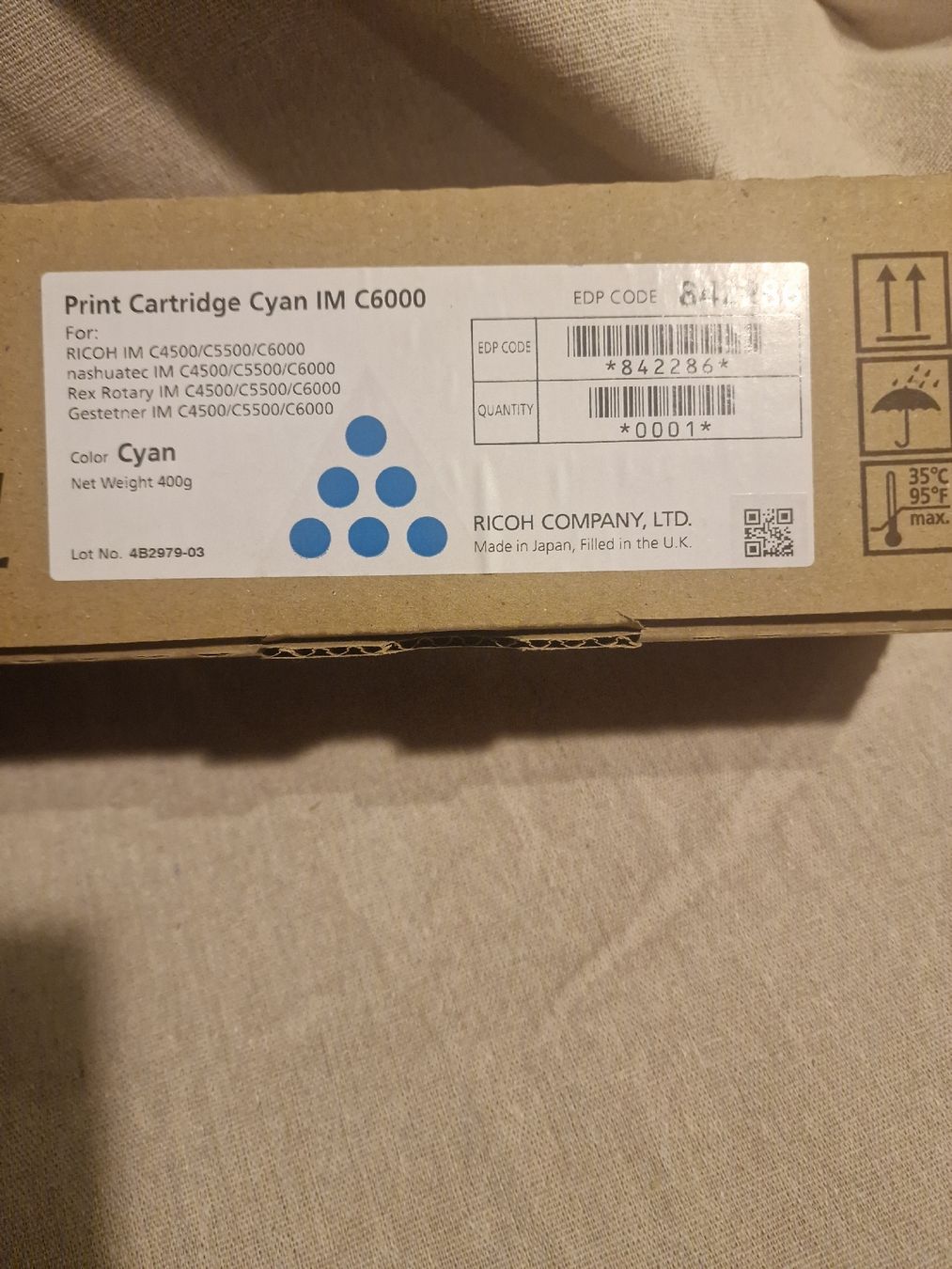Ricoh Druckerpatronen & Toner: Ricoh Print Cartridge Cayan IM C6000 – Neu und originalverpackt aus Krauchthal von Raumzeugen 1