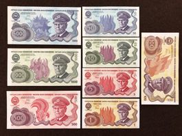 ***ULTRARAR! Jugoslawien - Tito Set - 8 Banknoten Dinara UNC