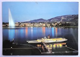 Genève la nuit - La Rade et le Jet d' Eau
