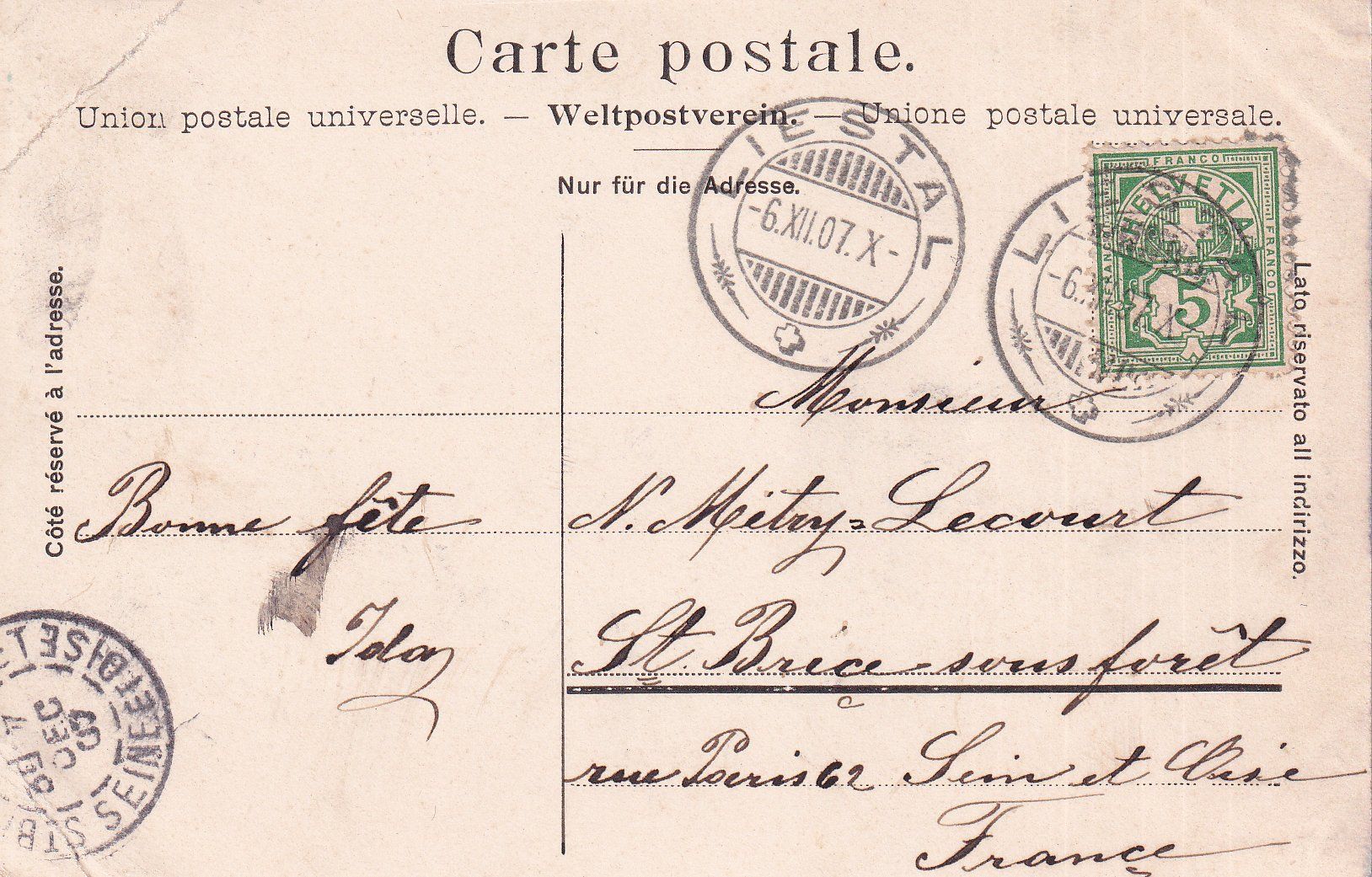 Cartes postales: Liestal   BL       um 1 9 0 7 – D'occasion à Brig par Valcards54 1
