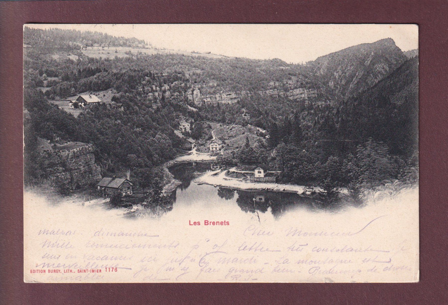 Cartoline postali: LES BRENETS - 1913 – Usato da Pully venduto da nicecards