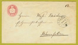 Tüblibrief 10 Cts. 1873, von Langenbruck nach Rheinfelden