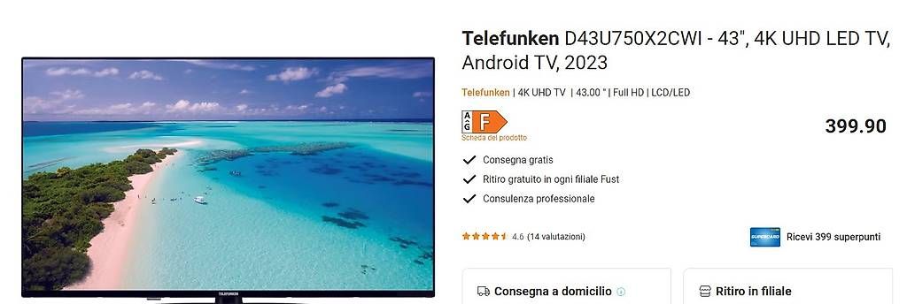 Televisori: Vendo televisore nuovo – Usato da Tremona venduto da sof_f9xj