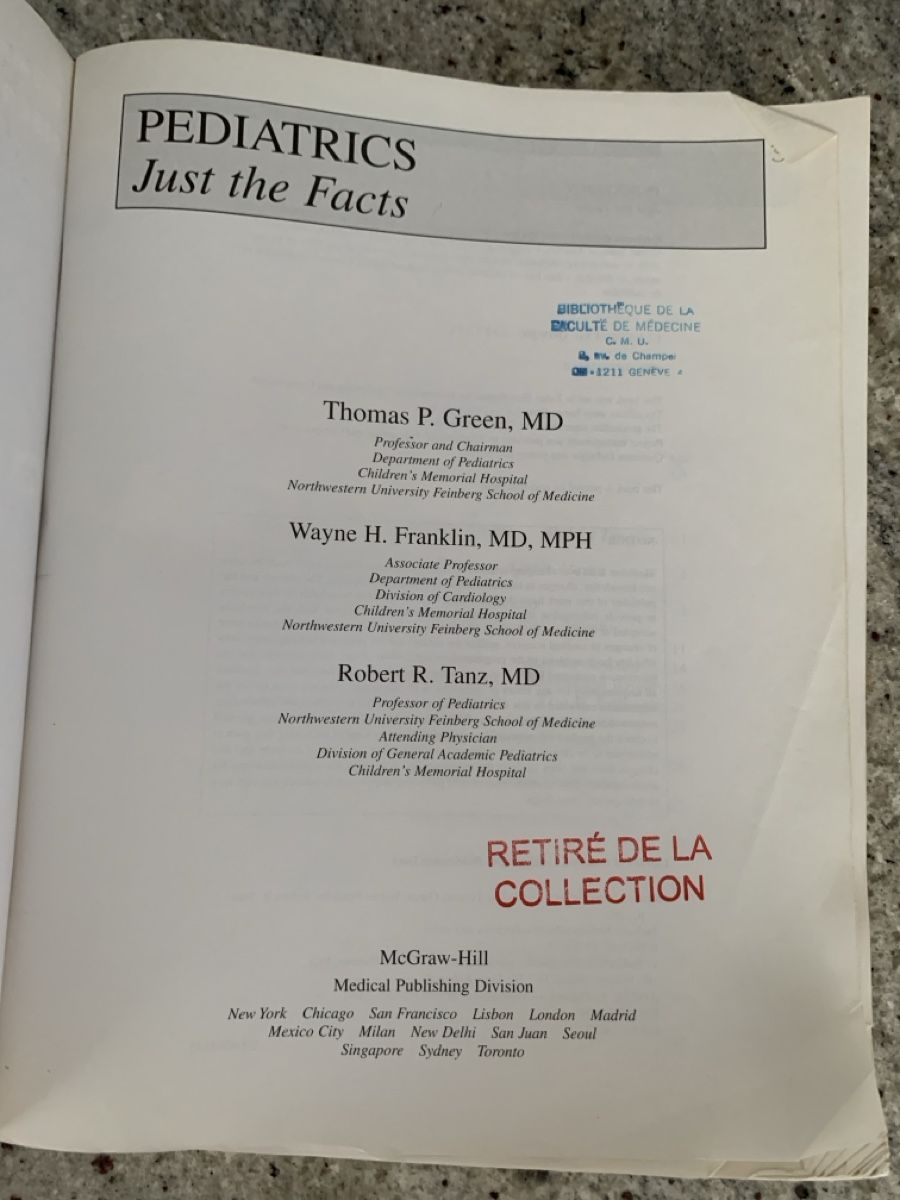 Bücher: Pediatrics: Just the Facts Textbook – Gebraucht aus Genève von sunsustains 9