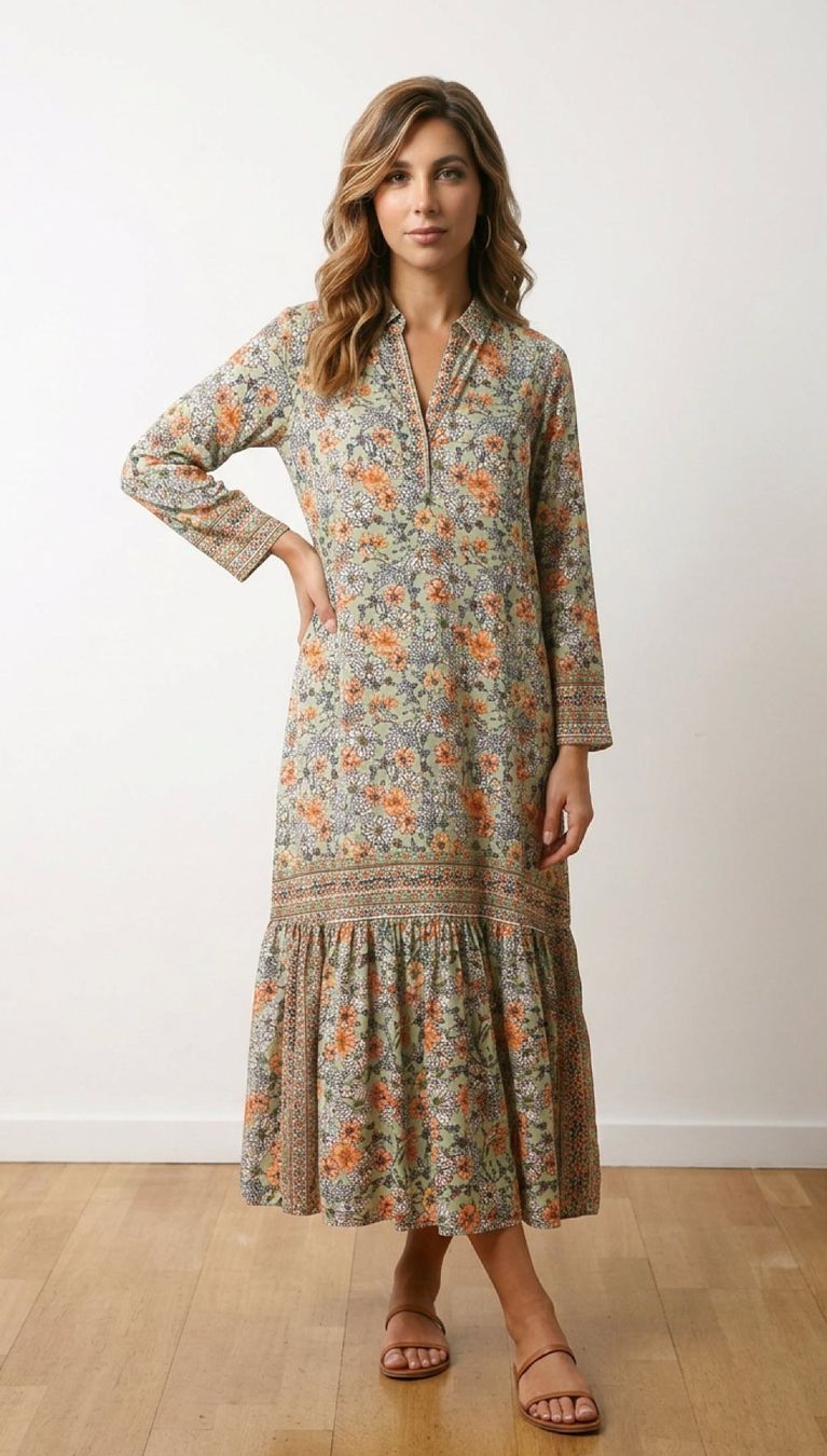 Kleider: Seiden-Maxikleid mit Blumenmuster – Neu und originalverpackt aus Zürich von Naebeli