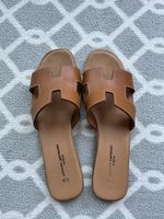 Braun Leder Pantoletten Sandalen, 42